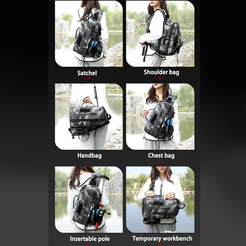 Luya Pole Bag Diagonal Span Multifunctional Chest Bag One-Shoulder Portable Waterproof Large-Capacity Plug-In Fishing Pole Bag