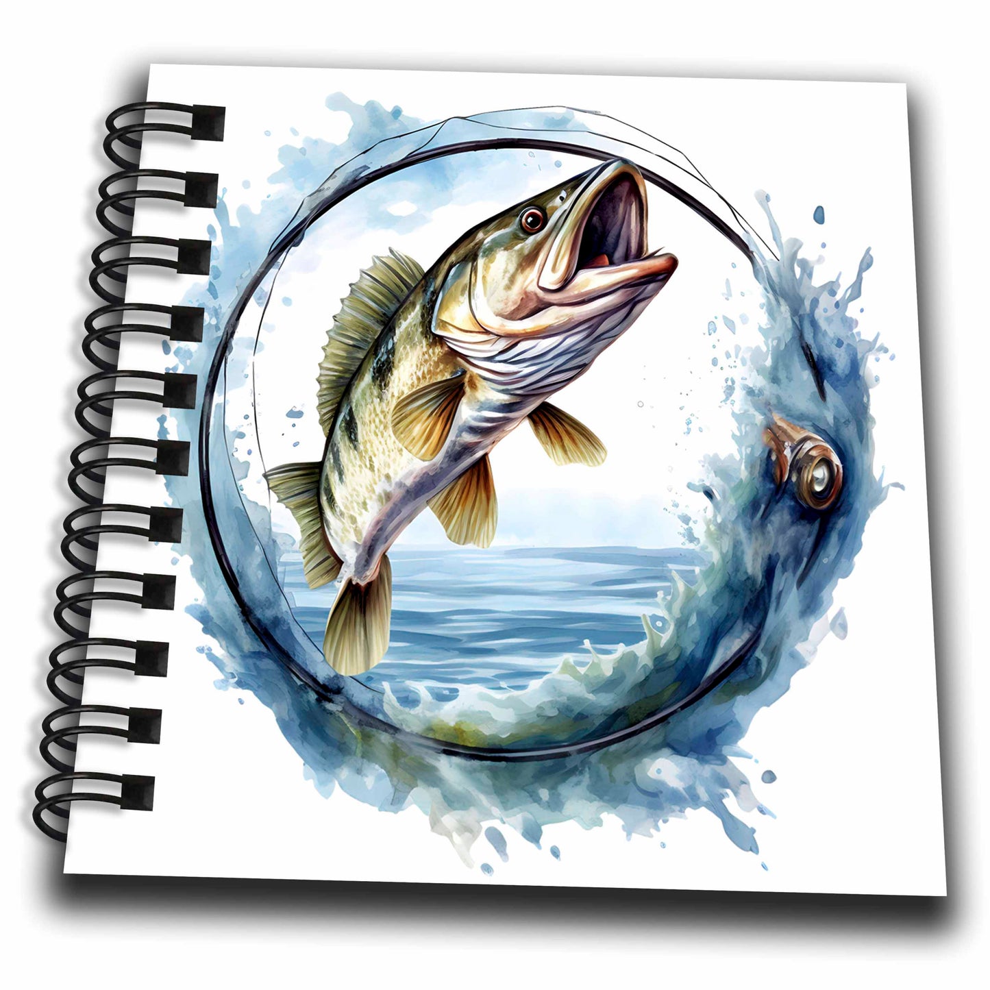 3dRose Bass Fish in A Fishing Reel Circle Illustration - Drawing Books (db-383236)
