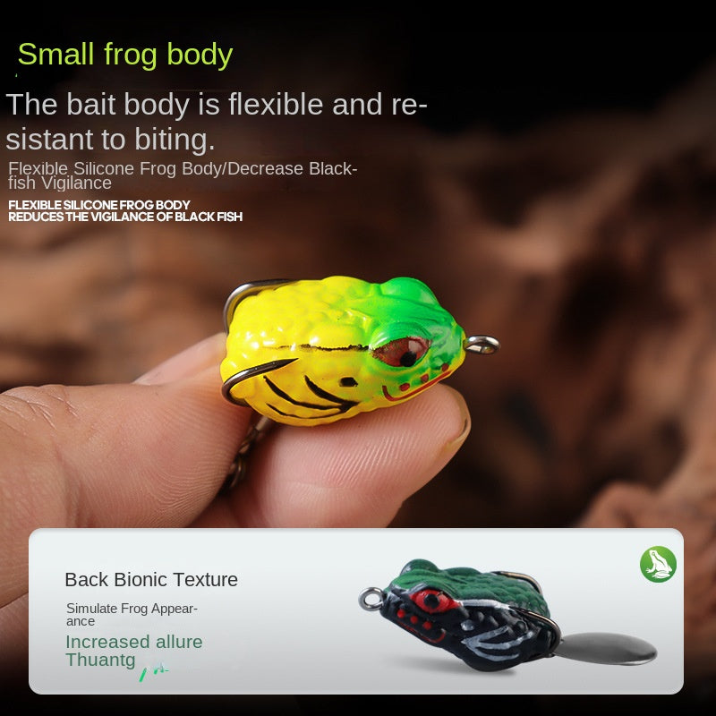 Mini Reptile Lure 3cm 4g Double Tendril Frog Lure with Double Hooks for Bass Fishing Lure