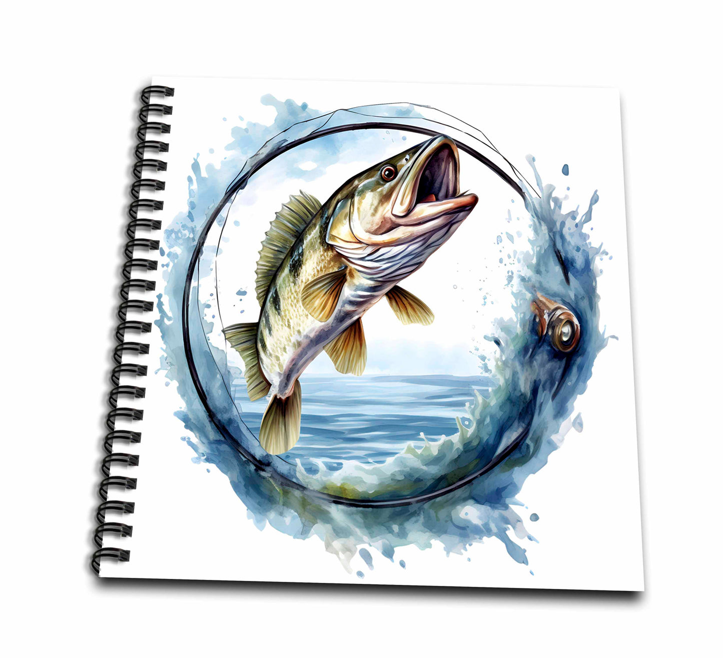 3dRose Bass Fish in A Fishing Reel Circle Illustration - Drawing Books (db-383236)