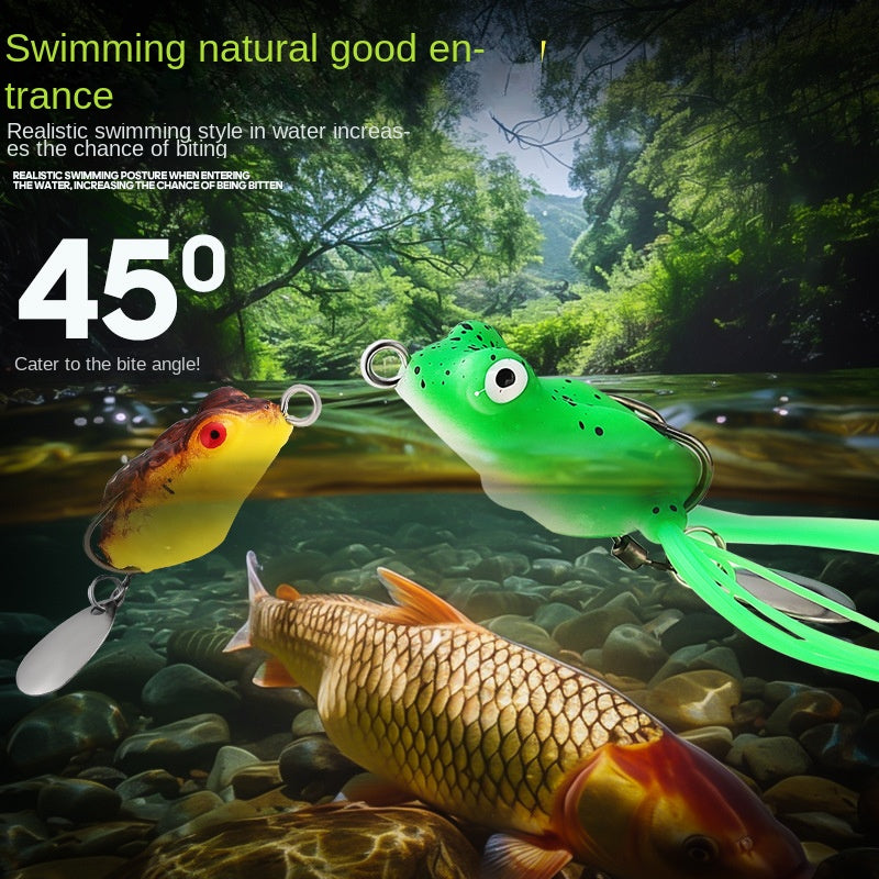 Mini Reptile Lure 3cm 4g Double Tendril Frog Lure with Double Hooks for Bass Fishing Lure