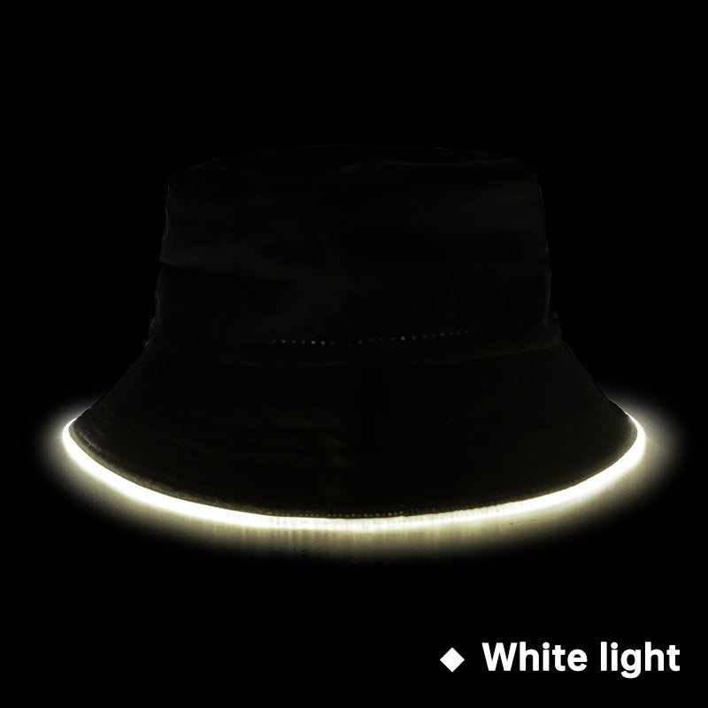 Outdoor Leisure Fishing Naked Sun Hat Tourism Sun Hat Led Light Fiber Luminous Bucket Hat