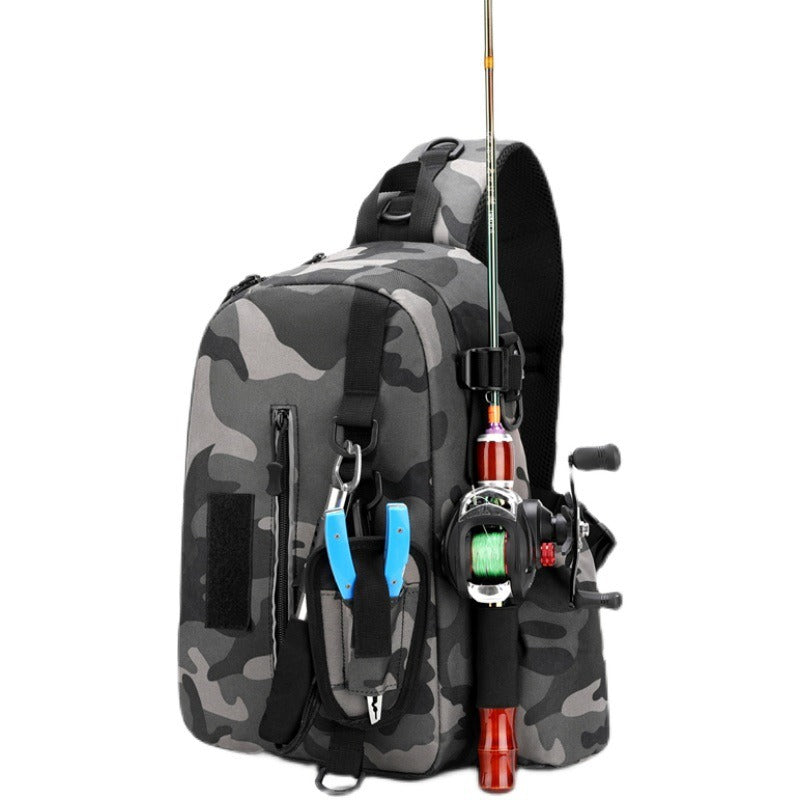 Luya Pole Bag Diagonal Span Multifunctional Chest Bag One-Shoulder Portable Waterproof Large-Capacity Plug-In Fishing Pole Bag