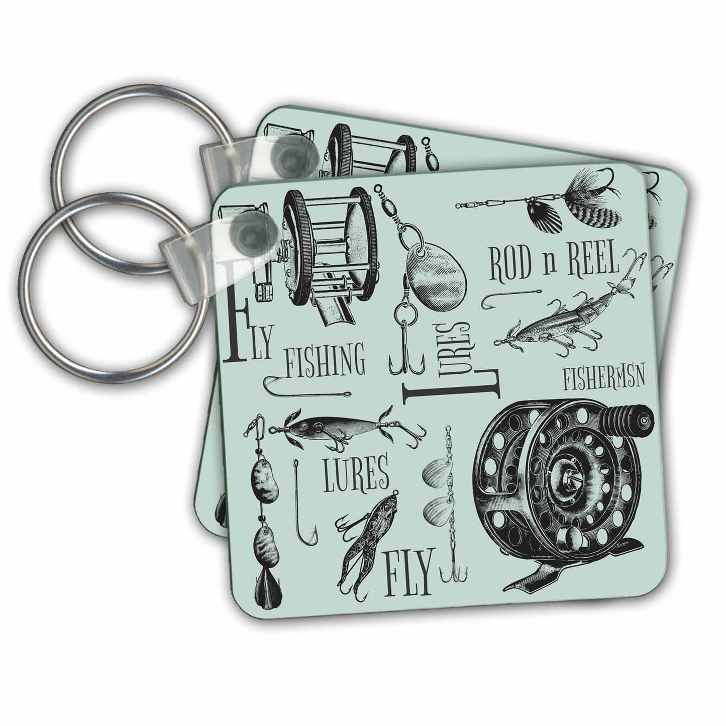 Key Chains Fly Fishing Mix of Lures Fishing Reels and More (kc-280624-1)